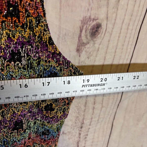 Vintage Neon Multicolor Rainbow Chicos Knit Women's Cropped Tank Top 2X - Picture 3 of 6